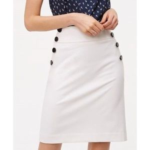 Loft White Pencil Skirt w/ Black Sailor Buttons